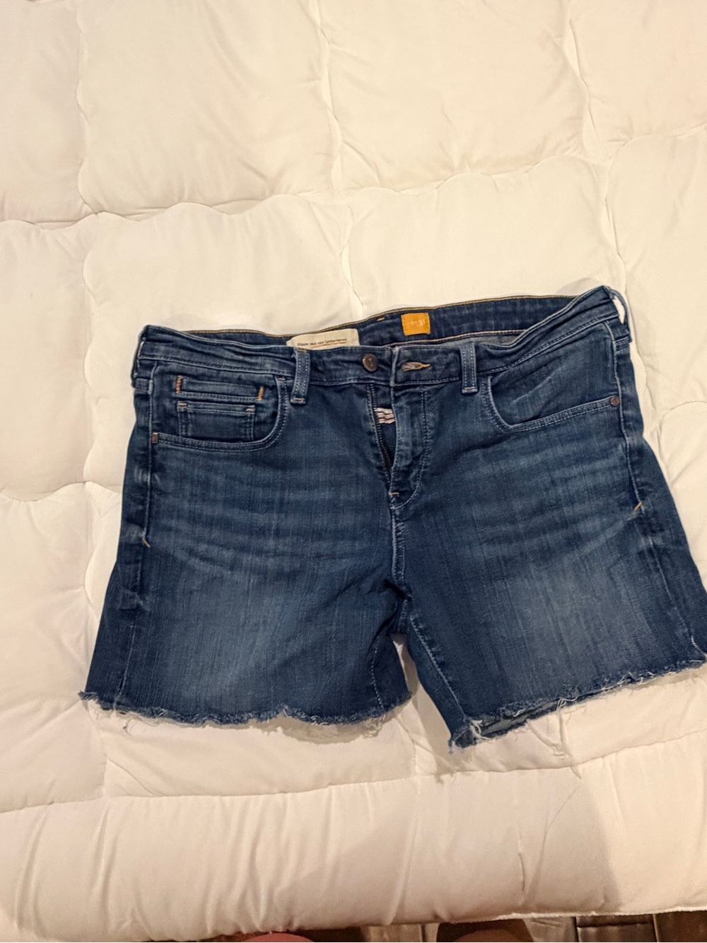 Pilcro and the Letterpress Dark Blue Distressed Denim Shorts